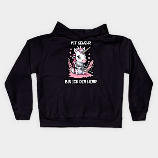 Einhorn mit Jagdgewehr Kids Hoodie